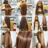 Piano Color 13*4 Lace frontal swiss lace wig human hair Raw Virgin Cuticle Aligned