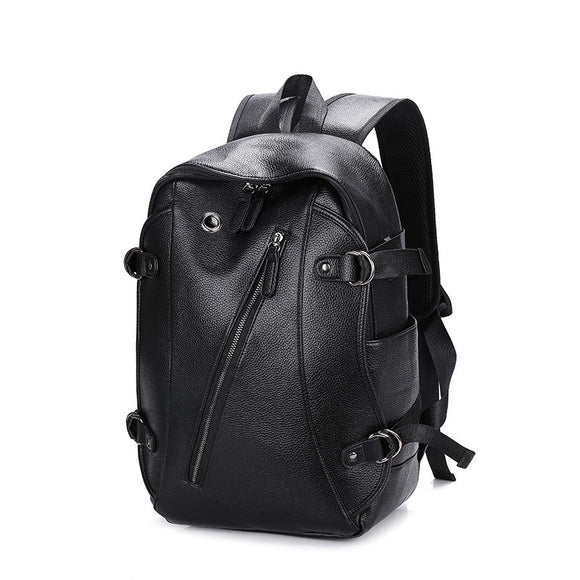 Unisex Pu Leather Leisure Backpack -Chargeable