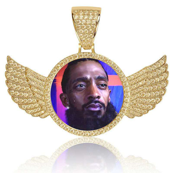 Wing Gold Custom Picture Pendant Necklaces