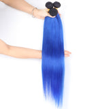 Ombre Ocean Blue Brazilian Remy Human- Bundles or Bundles with Closure