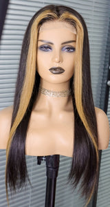 4*4 closure #27/black ombre Pre-Luck HDTransparent lace wig Virgin Cuticle