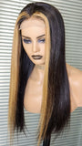 4*4 closure #27/black ombre Pre-Luck HDTransparent lace wig Virgin Cuticle