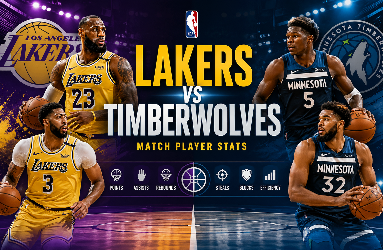 Lakers vs Timberwolves Match Player Stats