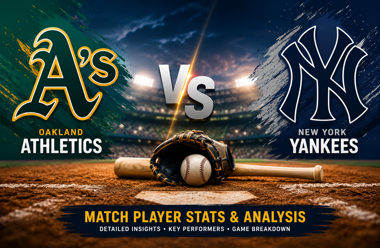 Oakland Athletics vs New York Yankees Match Player Stats