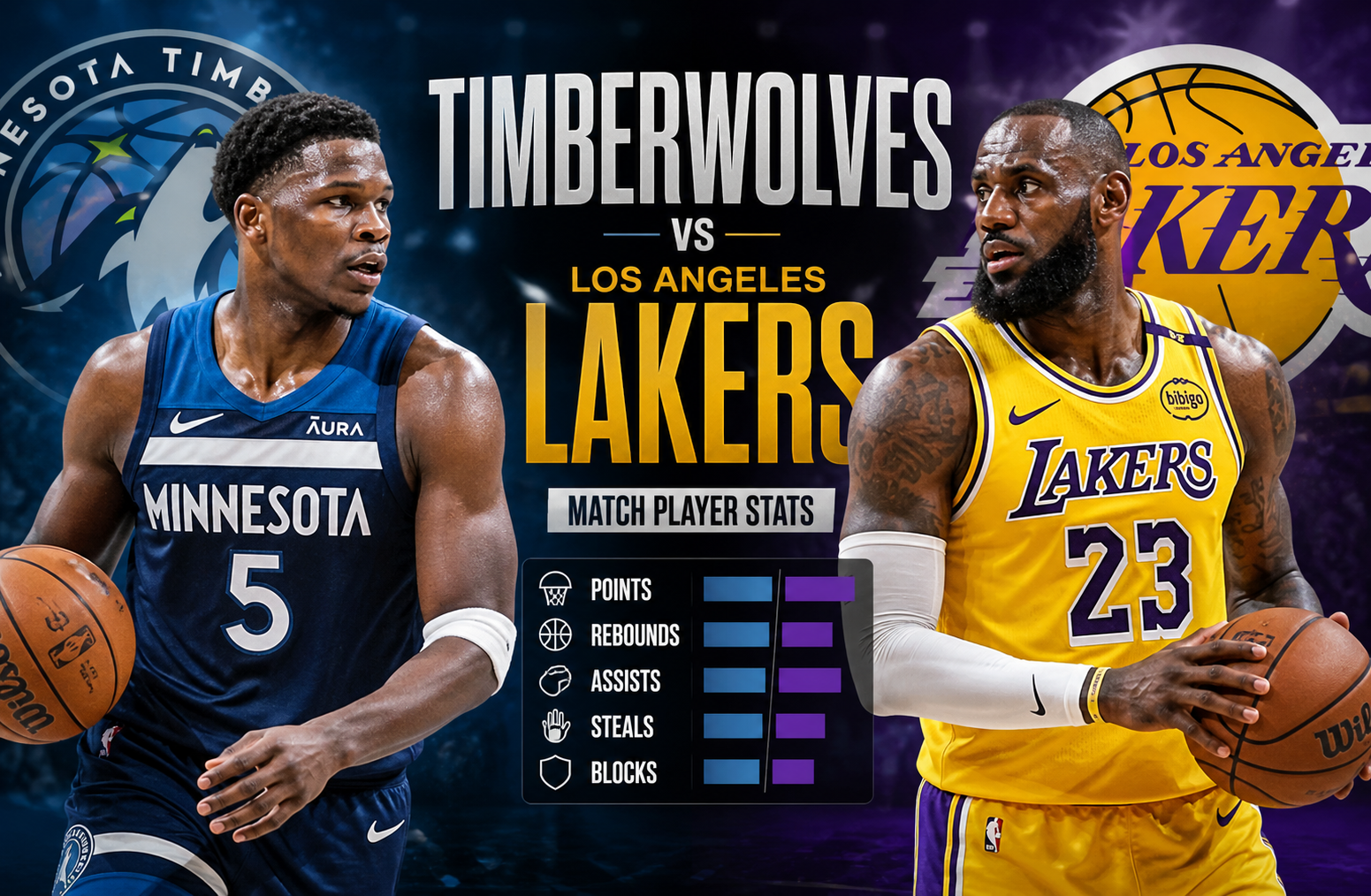 Timberwolves vs Los Angeles Lakers Match Player Stats